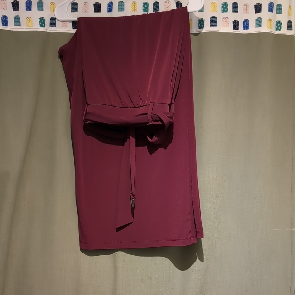 Elegant Knit Burgundy Elastic Waist Culotte (Wide Leg Capri) with Tie Waist